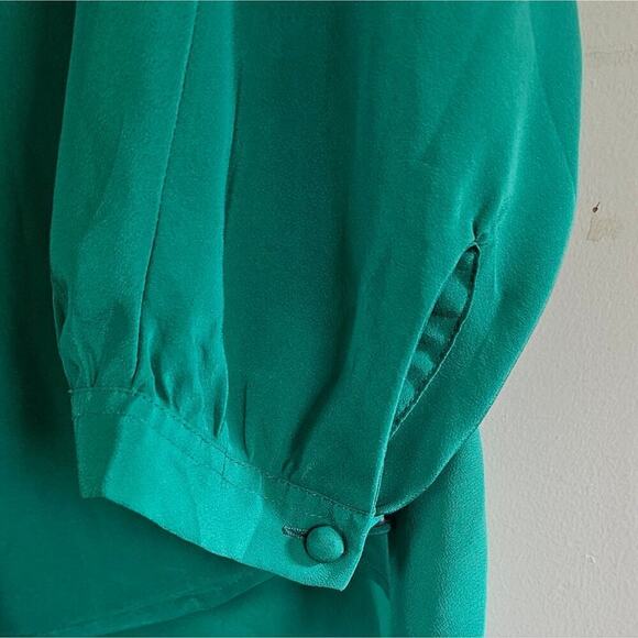 Vintage 1980’s Chaus Green Blouse Size 10 - Picture 7 of 8